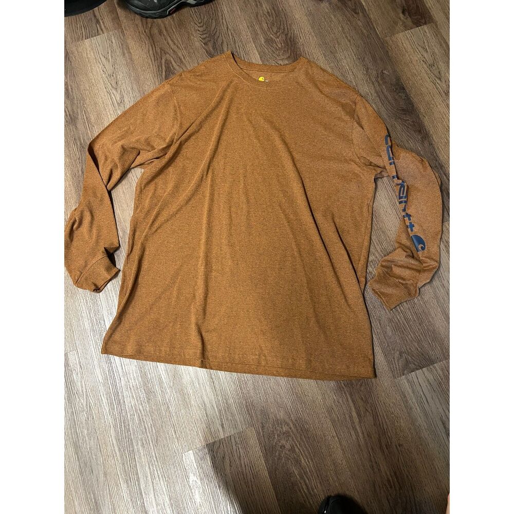 Carhartt Men's Long Sleeve T-Shirt Heather Brown 2XL Tall Original Fit